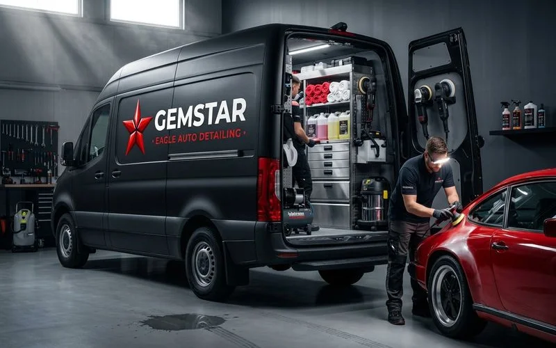 Mobile detailing van fully equipped for on-site service
