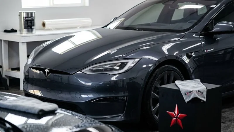 A fully protected vehicle with PPF on the front end and ceramic coating on the entire body gleaming in Idaho sunlight