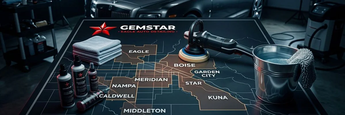 Map of Gemstar Eagle Auto Detailing service areas across the Treasure Valley, Idaho